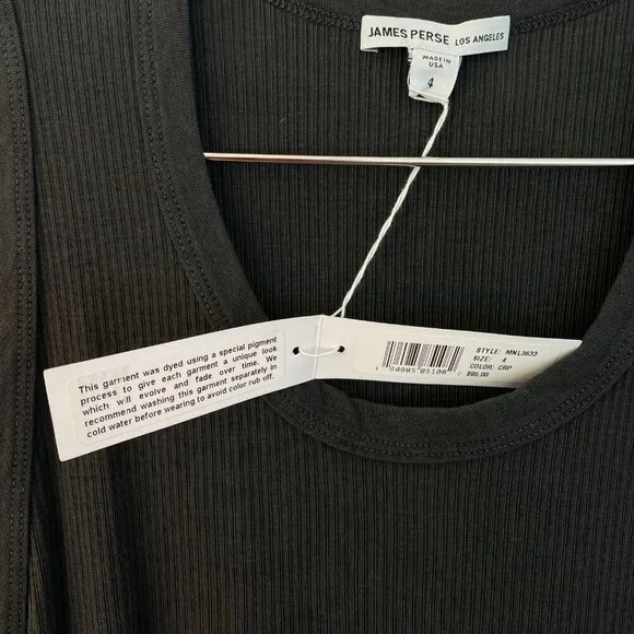 James Perse Ribbed Daily Tank - Carbon Pigment - Size 4/XL - NWT - Picture 3 of 6